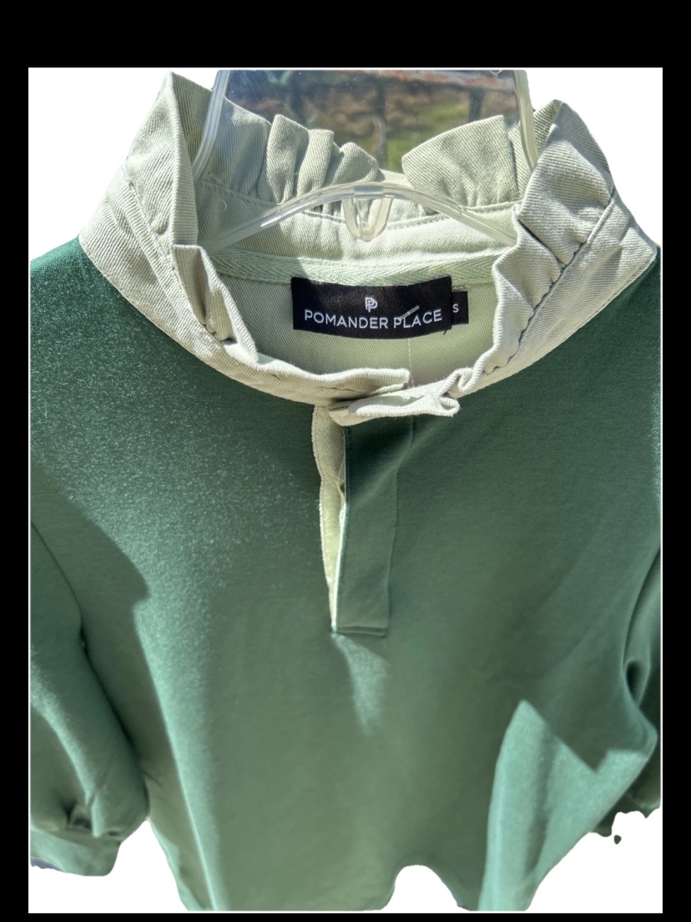 Pomander Place Charlotte Terry Dress Dark Green Sage Collar Small Long Sleeve - Picture 4 of 11